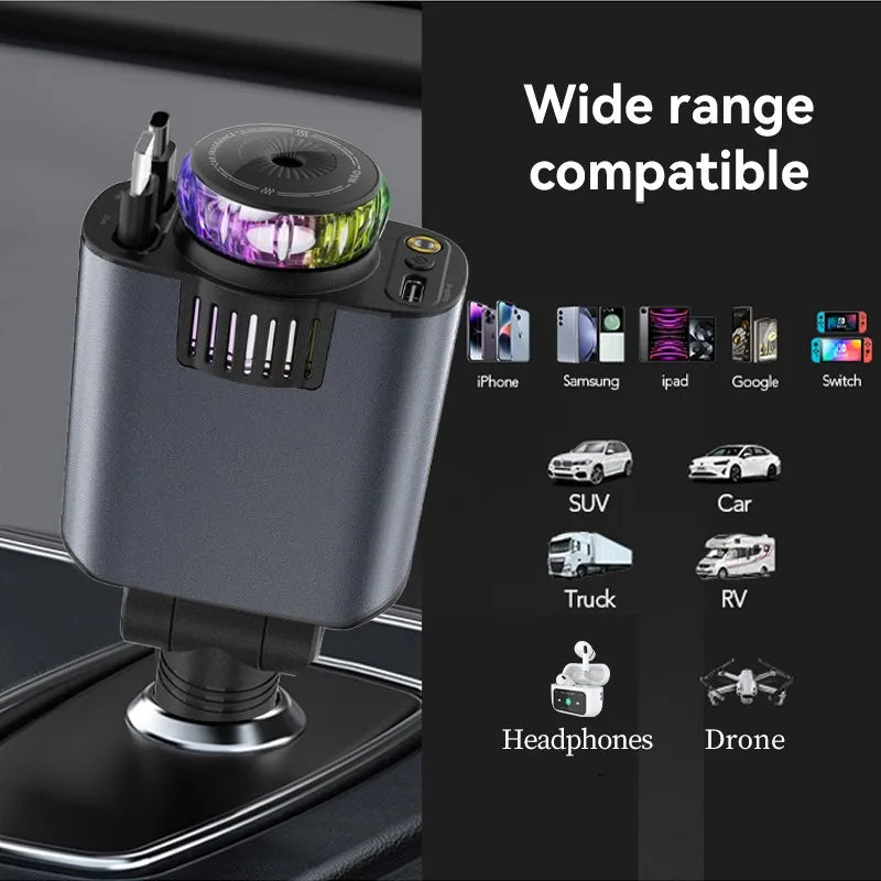 5-in-1 Aromatherapy Car Charger for iOS and Android with Starry Roof Light and Odor Eliminator