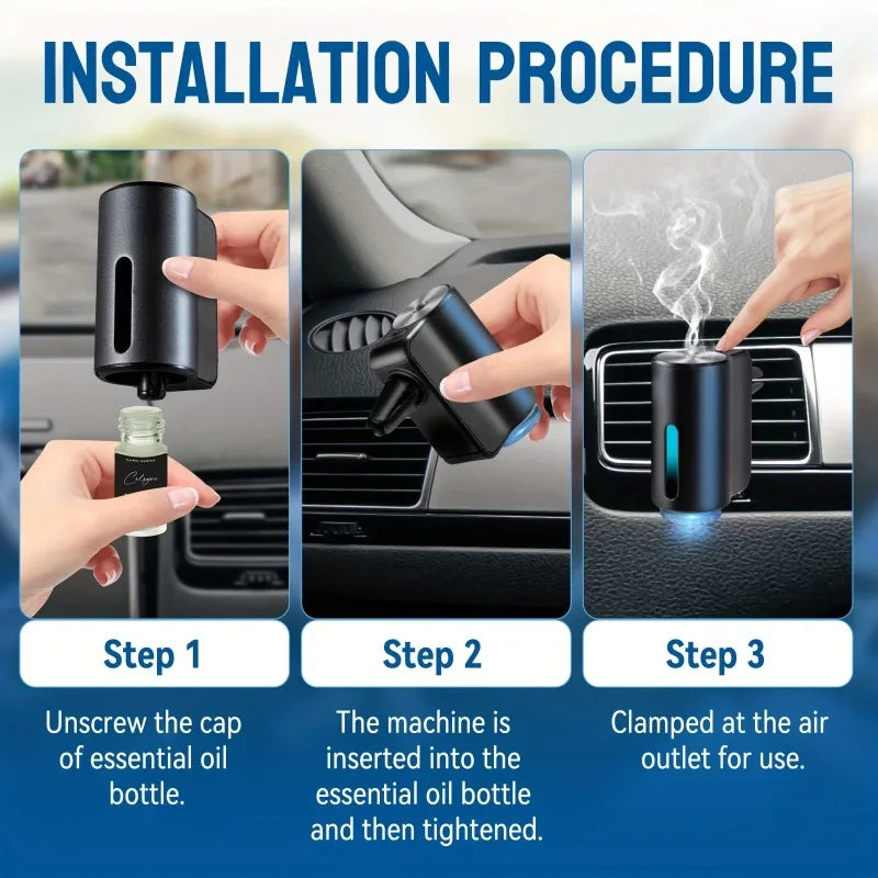 Mini Car Air Purifier and Humidifier - Aromatherapy Fragrance and Ionizer Generator